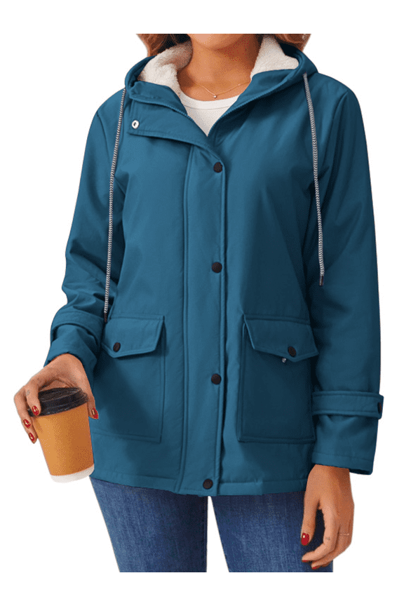 Womens Sherpa Coats Winter Fleece Jackets Women Windproof Warm Parkas Coats with Hood