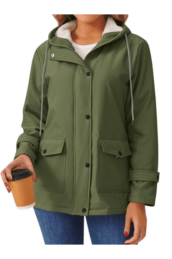 Womens Sherpa Coats Winter Fleece Jackets Women Windproof Warm Parkas Coats with Hood