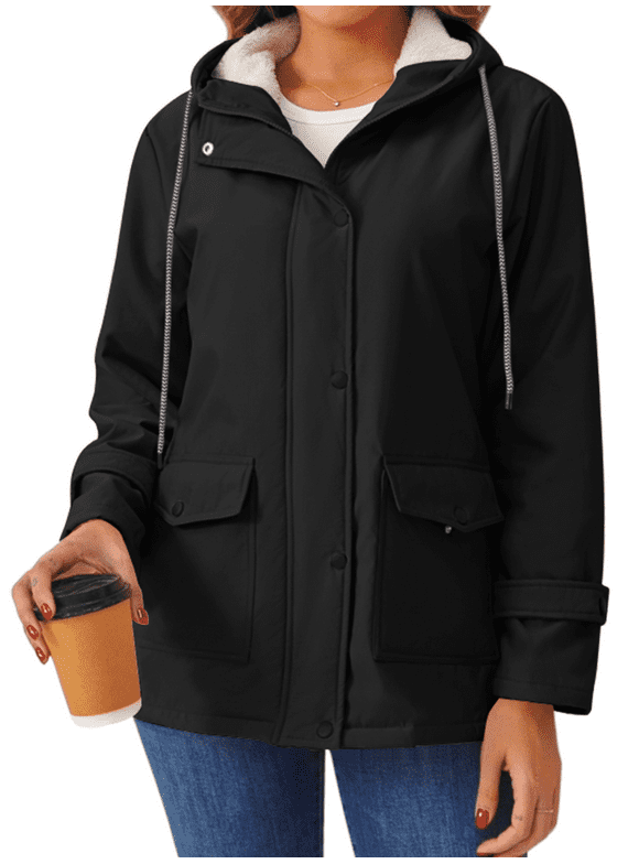 Womens Sherpa Coats Winter Fleece Jackets Women Windproof Warm Parkas Coats with Hood