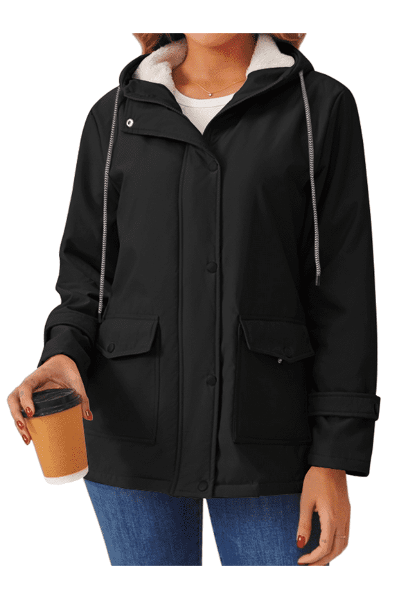 Womens Sherpa Coats Winter Fleece Jackets Women Windproof Warm Parkas Coats with Hood