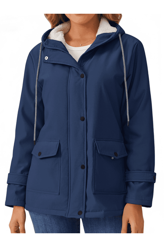 Womens Sherpa Coats Winter Fleece Jackets Women Windproof Warm Parkas Coats with Hood