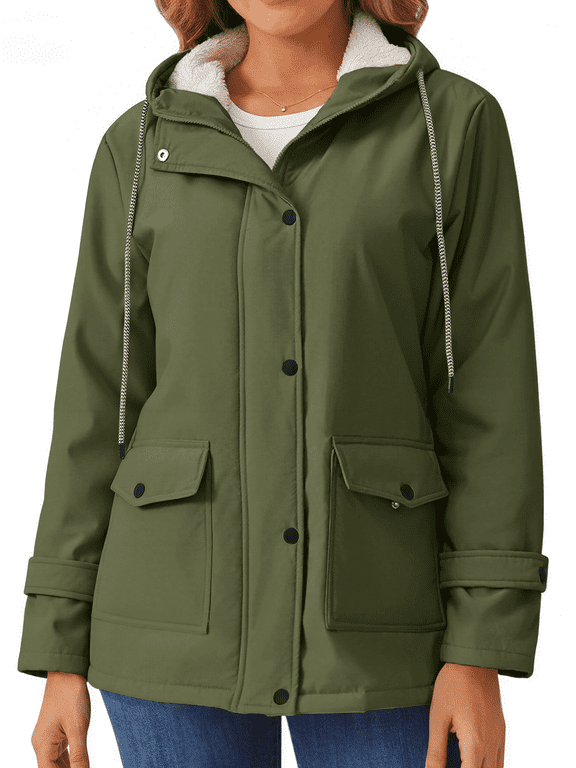 Womens Sherpa Coats Winter Fleece Jackets Women Windproof Warm Parkas Coats with Hood