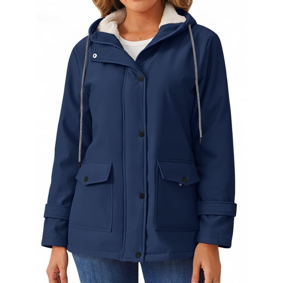 Rosvigor Womens Sherpa Coats Winter Fleece Jackets Women Windproof Warm Parkas Coats with Hood