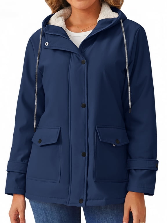 Womens Sherpa Coats Winter Fleece Jackets Women Windproof Warm Parkas Coats with Hood