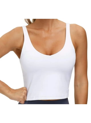 FOCUSSEXY Summer Crop Tank Tops Padded Sports Bra for Women Padded Sports  Bra Longline Camisoles Casual Tank Tops Vest Sleeveless Crop Tops