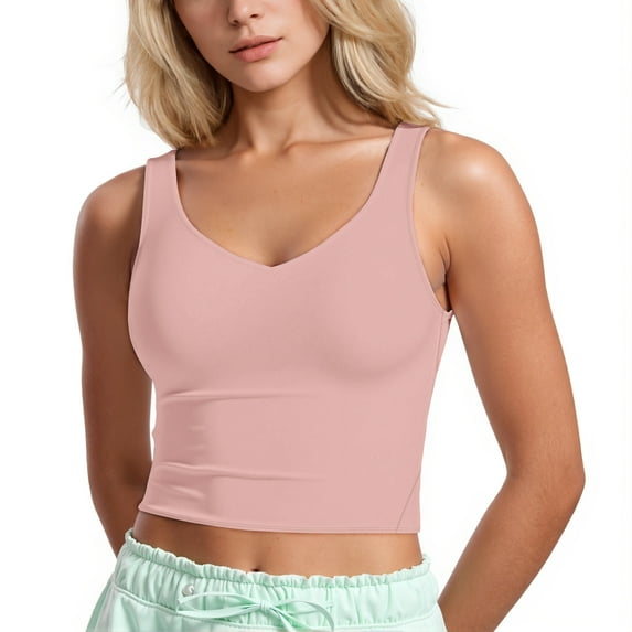 Rosvigor Womens Sports Bras Longline Wirefree Padded Workout Tank Tops for Women
