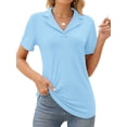 thumbnail image 1 of Rosvigor Womens Tops Short Sleeve Polo Shirts for Women V Neck Blouses Summer Tunics Shirts with Collar, 1 of 7