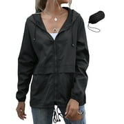 Rosvigor Womens Waterproof Raincoat Lightweight Rain Jackets Windproof Hooded Jacket with Pockets