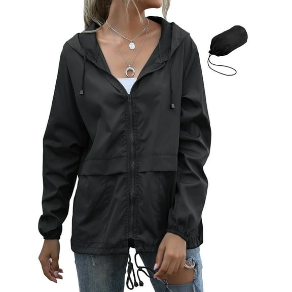Rosvigor Womens Waterproof Raincoat Lightweight Rain Jackets Windproof Hooded Jacket with Pockets