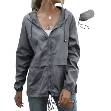 Rosvigor Womens Waterproof Raincoat Lightweight Rain Jackets Windproof Hooded Jacket with Pockets