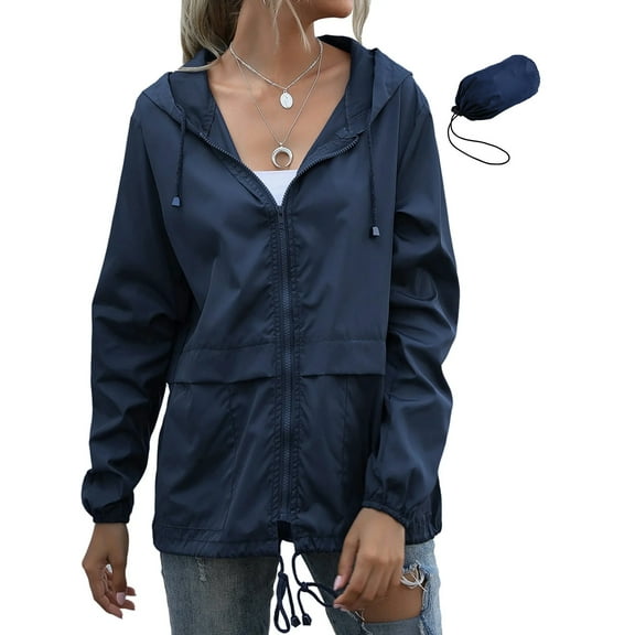 Rosvigor Womens Waterproof Raincoat Lightweight Rain Jackets Windproof Hooded Jacket with Pockets