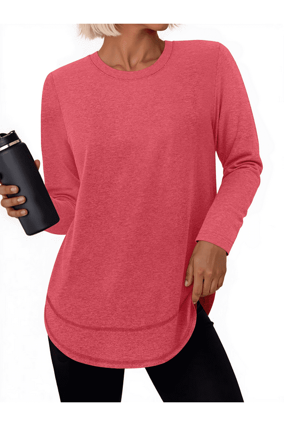 Womens Workout Tops Long Sleeve Tee Shirts Comfy Athletic Shirts Loose Womens Activewear Tops for Gym Running Yoga