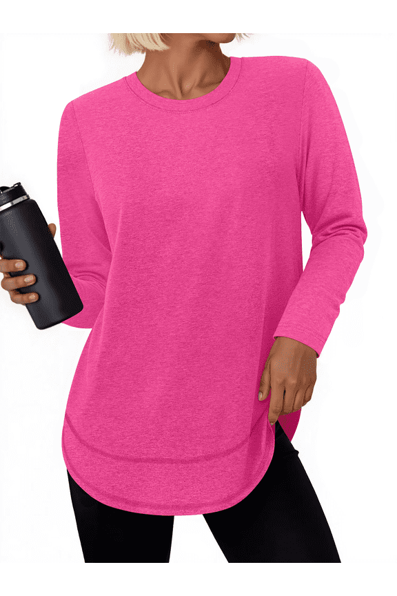 Womens Workout Tops Long Sleeve Tee Shirts Comfy Athletic Shirts Loose Womens Activewear Tops for Gym Running Yoga