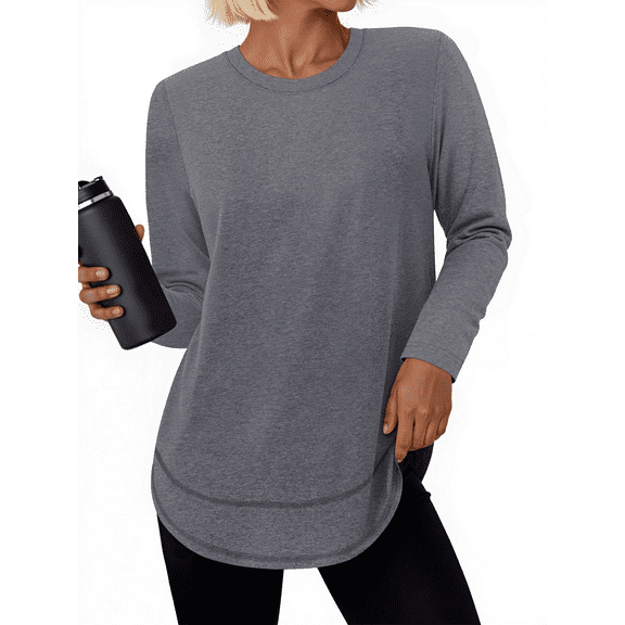 Rosvigor Womens Workout Tops Long Sleeve Tee Shirts Comfy Athletic Shirts Loose Womens Activewear Tops for Gym Running Yoga