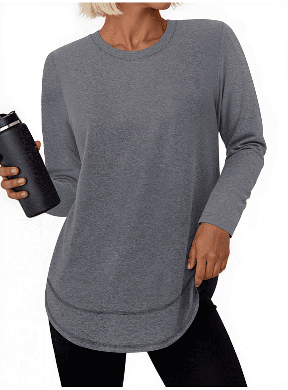 Womens Workout Tops Long Sleeve Tee Shirts Comfy Athletic Shirts Loose Womens Activewear Tops for Gym Running Yoga