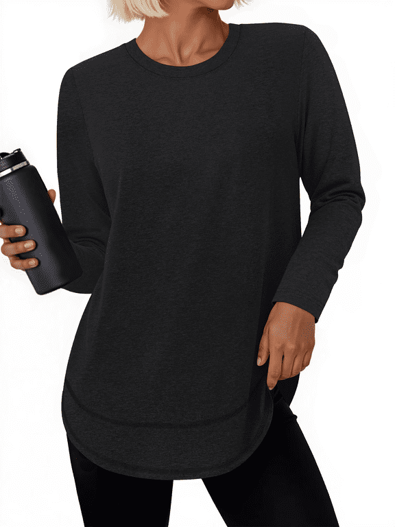 Womens Workout Tops Long Sleeve Tee Shirts Comfy Athletic Shirts Loose Womens Activewear Tops for Gym Running Yoga