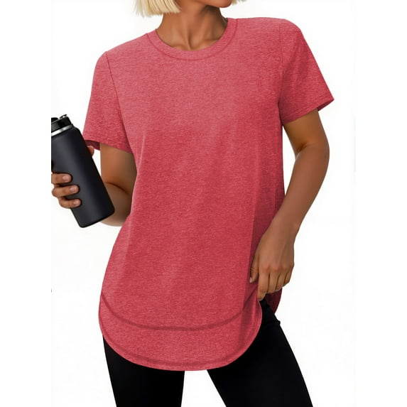 Rosvigor Womens Workout Tops Short Sleeve Tee Shirts Comfy Athletic Shirts Loose Womens Activewear Tops for Gym Running Yoga