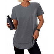 Rosvigor Womens Workout Tops Short Sleeve Tee Shirts Comfy Athletic Shirts Loose Womens Activewear Tops for Gym Running Yoga