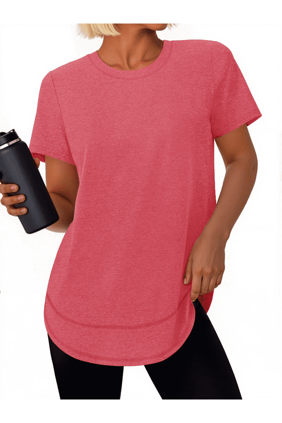 Womens Workout Tops Short Sleeve Tee Shirts Comfy Athletic Shirts Loose Womens Activewear Tops for Gym Running Yoga