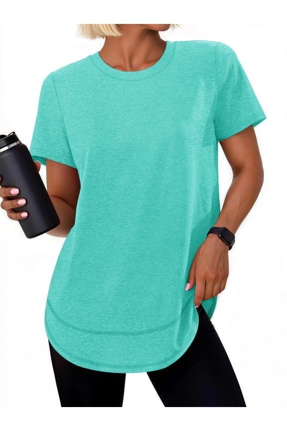 Womens Workout Tops Short Sleeve Tee Shirts Comfy Athletic Shirts Loose Womens Activewear Tops for Gym Running Yoga