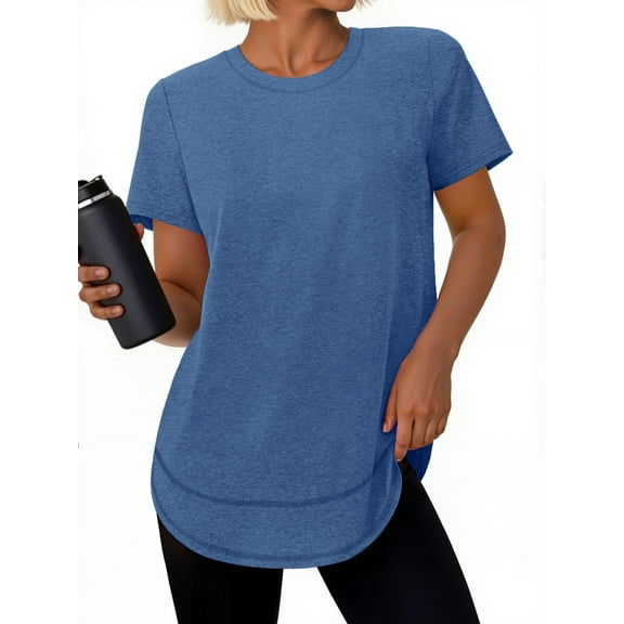 Rosvigor Womens Workout Tops Short Sleeve Tee Shirts Comfy Athletic Shirts Loose Womens Activewear Tops for Gym Running Yoga