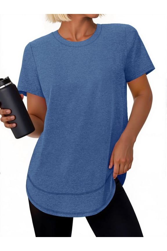 Womens Workout Tops Short Sleeve Tee Shirts Comfy Athletic Shirts Loose Womens Activewear Tops for Gym Running Yoga