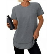 ROSVIGOR Womens Workout Tops Short Sleeve Tee Shirts Quick Dry Athletic Shirts Women Loose Gym Running Tops