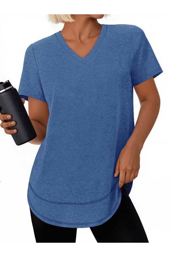 Womens Workout Tops V Neck T Shirts Comfy Athletic Shirts Loose Women Activewear Top for Gym Running Yoga