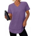 thumbnail image 1 of Rosvigor Plus Size Womens Workout Tops V Neck Short Sleeve Tee Shirts Comfy Athletic Shirts Loose Activewear Tops for Gym Running Yoga, 1 of 7
