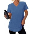 thumbnail image 1 of Rosvigor Womens Workout Tops V Neck Short Sleeve Tee Shirts Comfy Athletic Shirts Loose Activewear Tops for Gym Running Yoga, 1 of 7