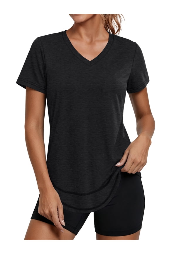 Womens Workout Tops V Neck Athletic T Shirts Comfy Exercise Shirts Loose Women Activewear for Gym Running Yoga