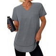 thumbnail image 1 of Rosvigor Plus Size Womens Workout Tops V Neck Short Sleeve Tee Shirts Comfy Athletic Shirts Loose Activewear Tops for Gym Running Yoga, 1 of 7