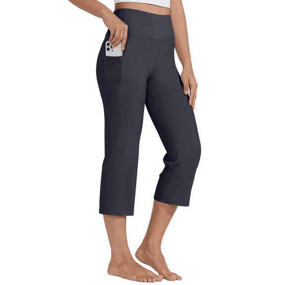 Rosvigor Capris Pants for Women High Waist Yoga Pants Women Athleisure Straight Legs with Pockets