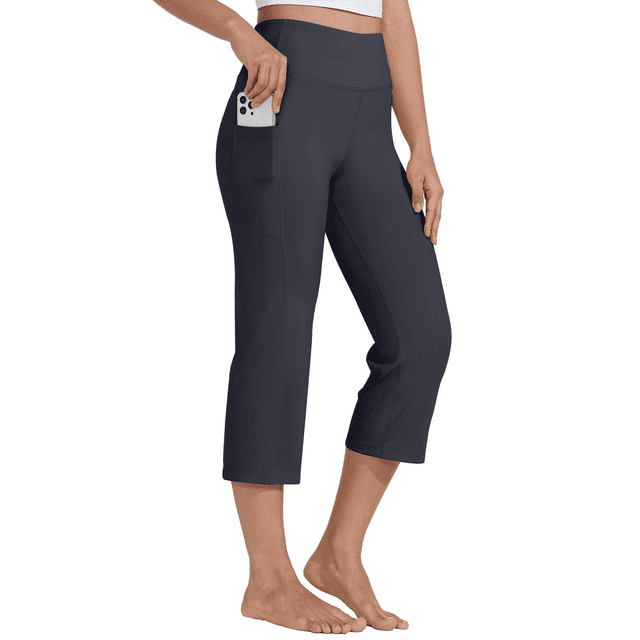 Rosvigor Capris Pants for Women High Waist Yoga Pants Women Athleisure Straight Legs with Pockets