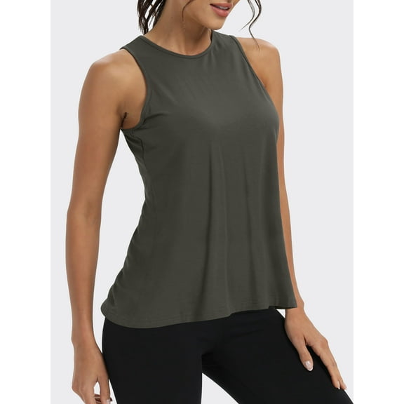 Rosvigor Workout Tops for Women Open Back Loose Fit Tank Tops Women Athletic Yoga Shirts Gym Tops