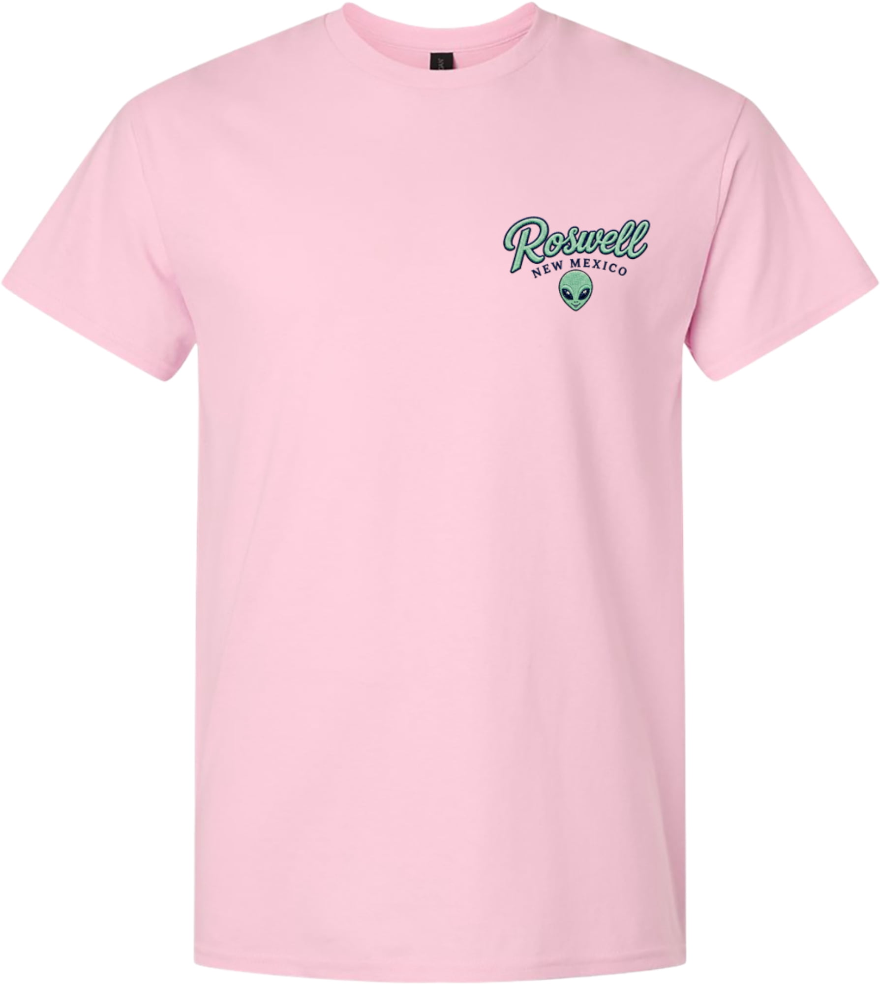 Roswell Faux Embroidery Graphic Print Front and Back Short Sleeve T-Shirt