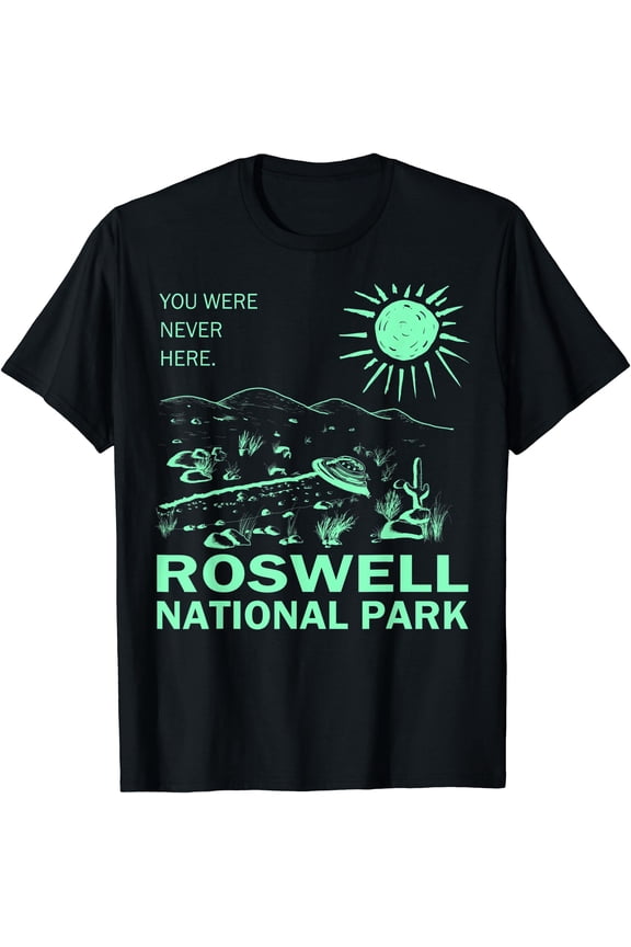 Roswell National Park Gray Alien UFO Crash Flying Saucer T-Shirt, Unisex T-Shirt