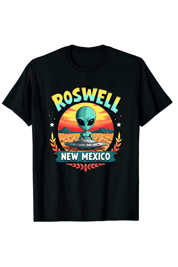 Roswell New Mexico Alien Ufo Men Women Short Sleeve Graphic T-Shirt, Travel Souvenir