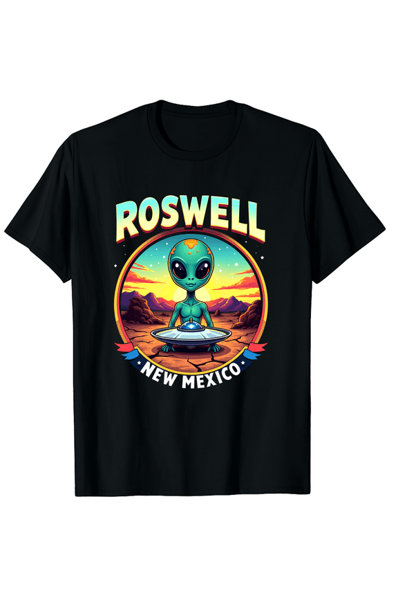 Roswell New Mexico Alien Ufo Men Women Short Sleeve Graphic T-Shirt, Travel Souvenir