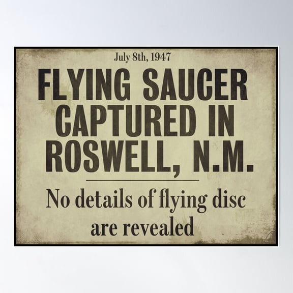 Roswell New Mexico Flying Saucer Poster Wall Art, Modern Wall Decor For Living Room Bedroom, 24x36 UNFRAMED