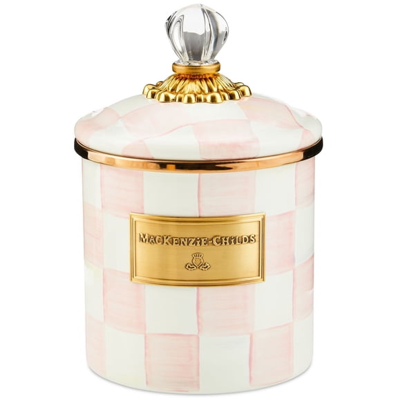 Rosy Check Enameled Steel Small Canister for Home