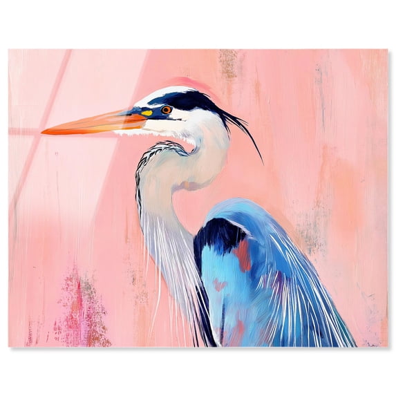 Rosy Dawn Heron Acrylic Costal Wall Art by Art Remedy, Ready to Hang, 36 x 30