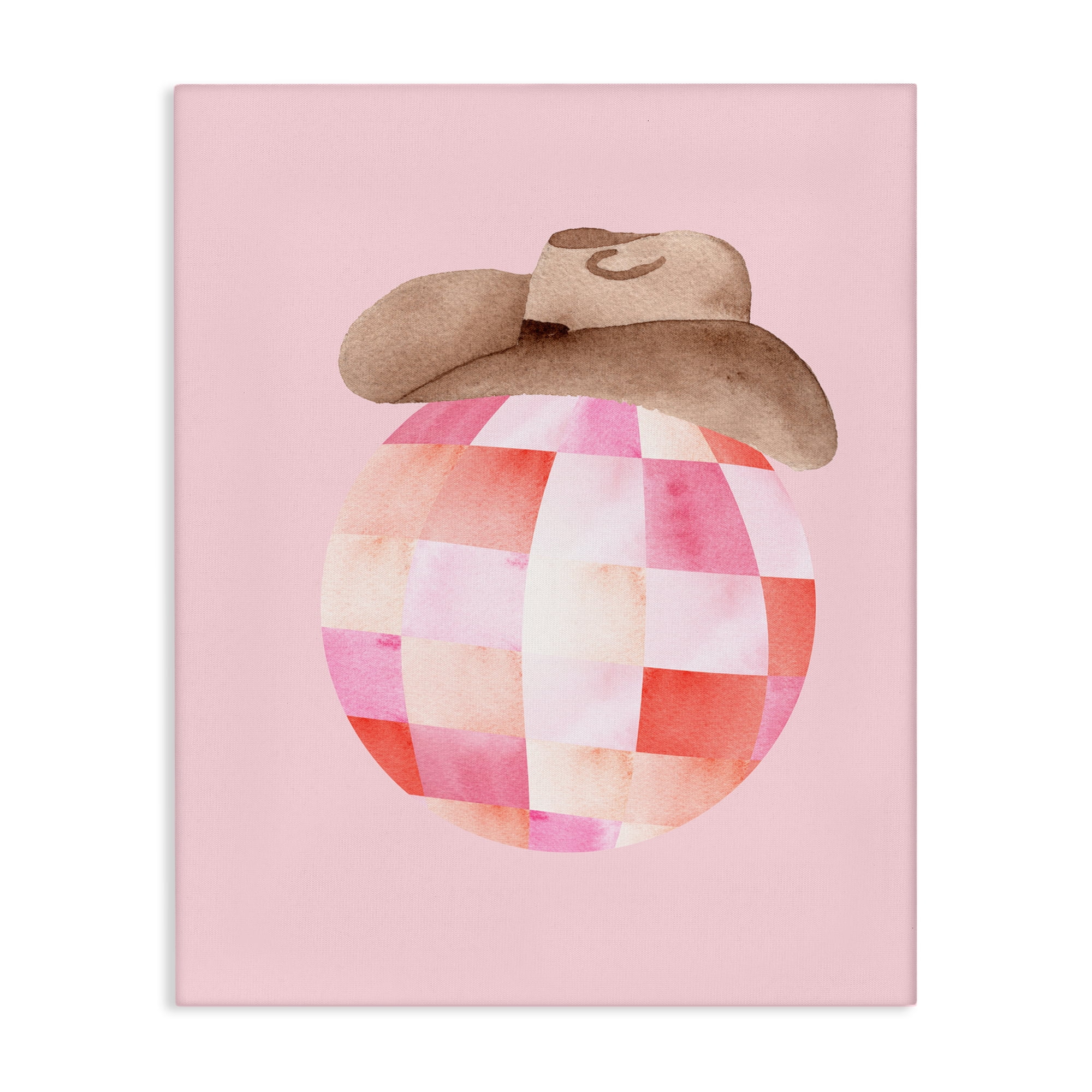 Rosy Disco Cowgirl Hat Canvas Wall Art, design by Nina Jacobs