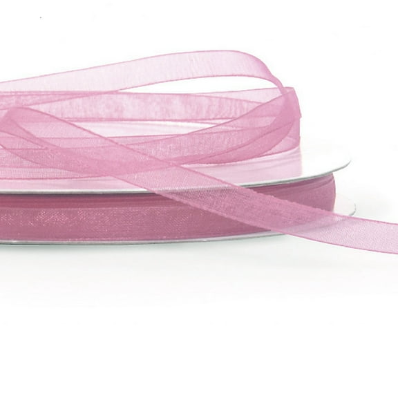 Rosy Mauve Organza Ribbon -1/4 Inches Wide x 25 Yards (00416) - Sheer Ribbons, Chiffon Ribbons, Pink Ribbons