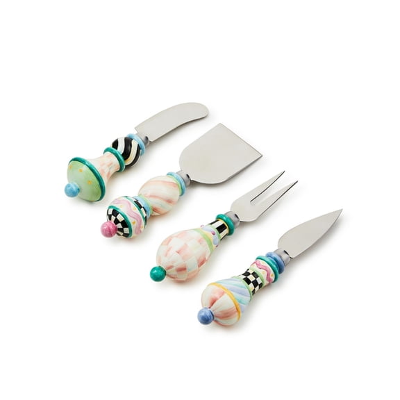 Rosy Meadow Cheese Knife Set of 4 with Pastel Handles