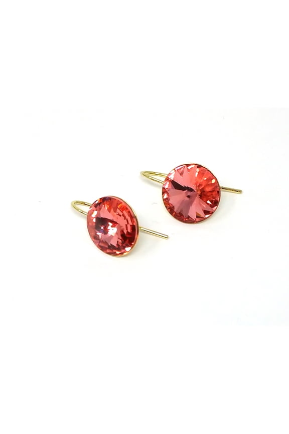 Rosy Peach Swarovski Crystal Rhinestone Earrings