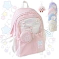 thumbnail image 1 of Backpack, Cream Star Drawstring Backpack, 16" Large Capacity Cute Kawaii Backpacks (pink), 1 of 9