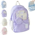 thumbnail image 1 of Rosy Posy Backpack - Cream Star Drawstring Backpack, Large Capacity 15.6" Laptop School Bag, Cute Kawaii Y2k Waterproof Design with Adjustable Straps, 1 of 8