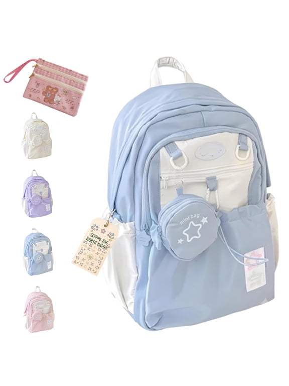Rosy Posy Backpack, Large Capacity Waterproof Drawstring Backpack with Cute Pendant & Comfortable Straps for School Travel