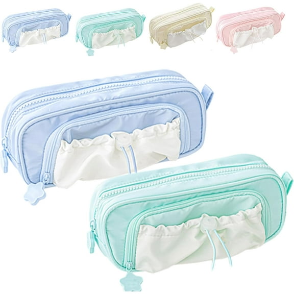 Rosy Posy Pencil Case,Rosy Posy Pencil Case Blue Pink Purple Yellow,Cute Rosys Posys Pencils Cases,Cute Aesthetic Pouch Holder Drawstring Pen Cases (D)